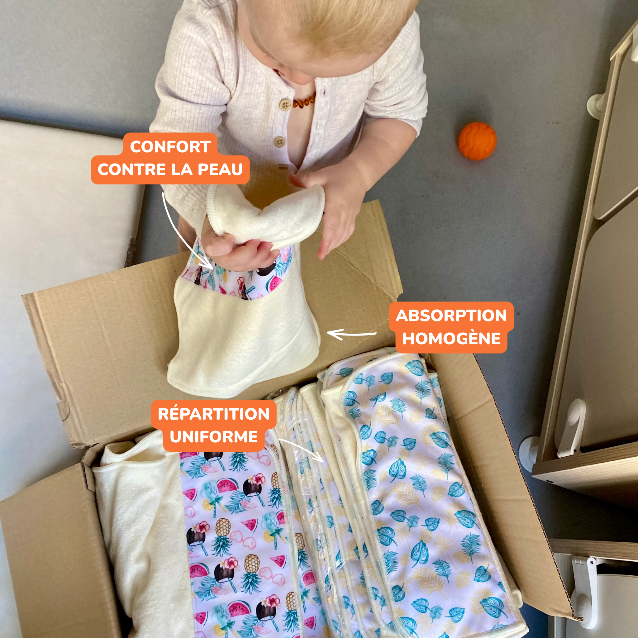 trifold bambou couche lavable